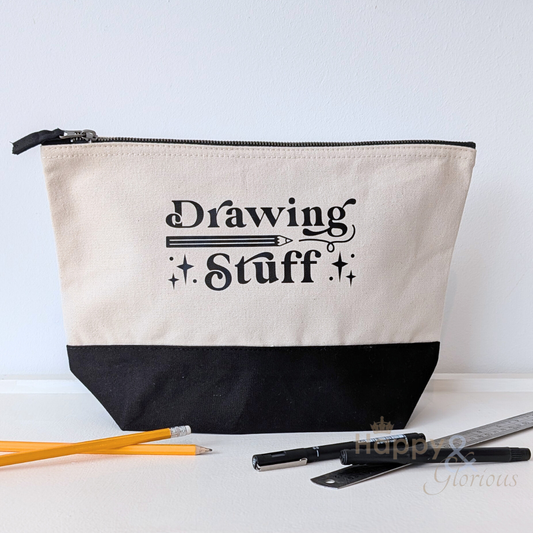 'Drawing stuff' cotton zip purse
