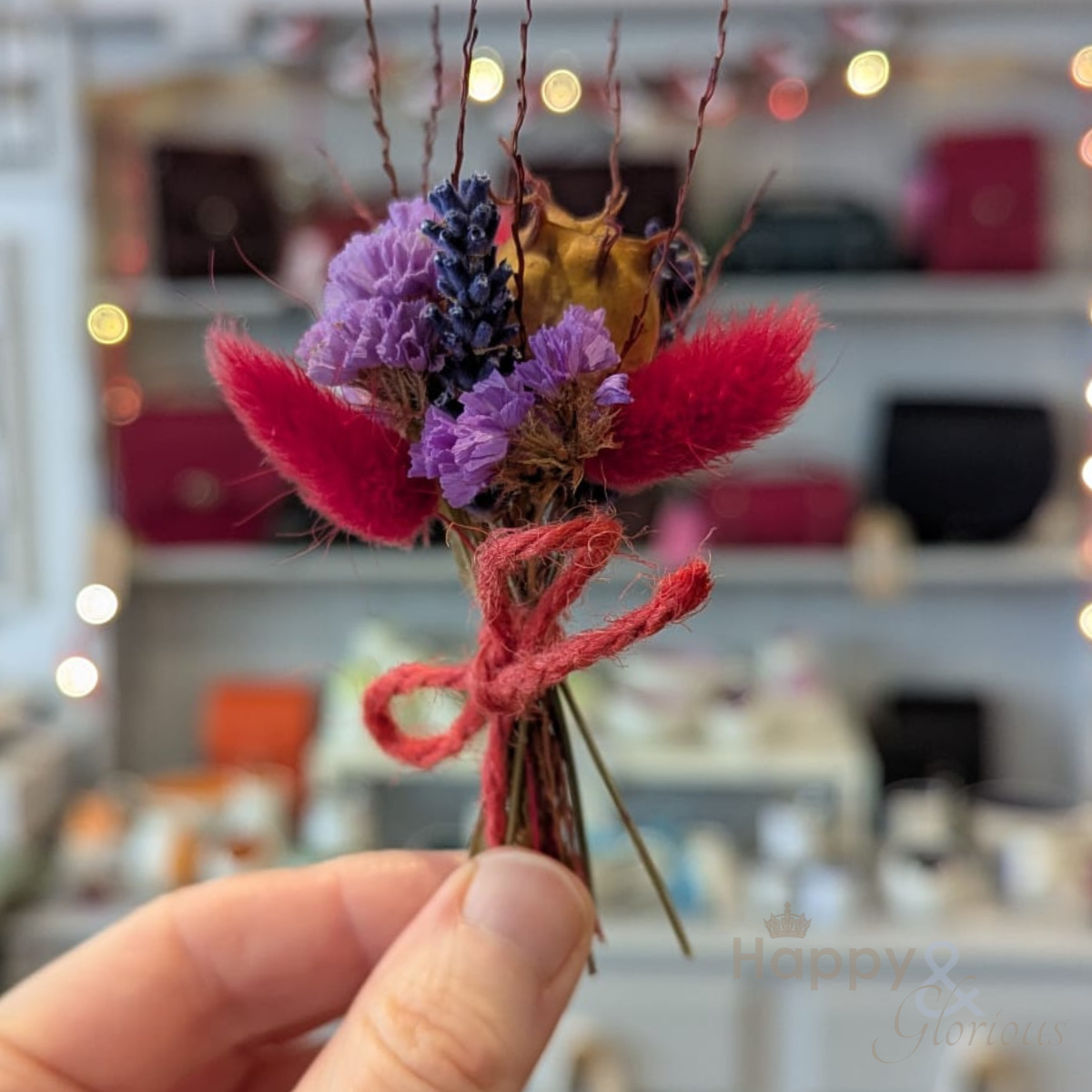 Tiny dried flower posy