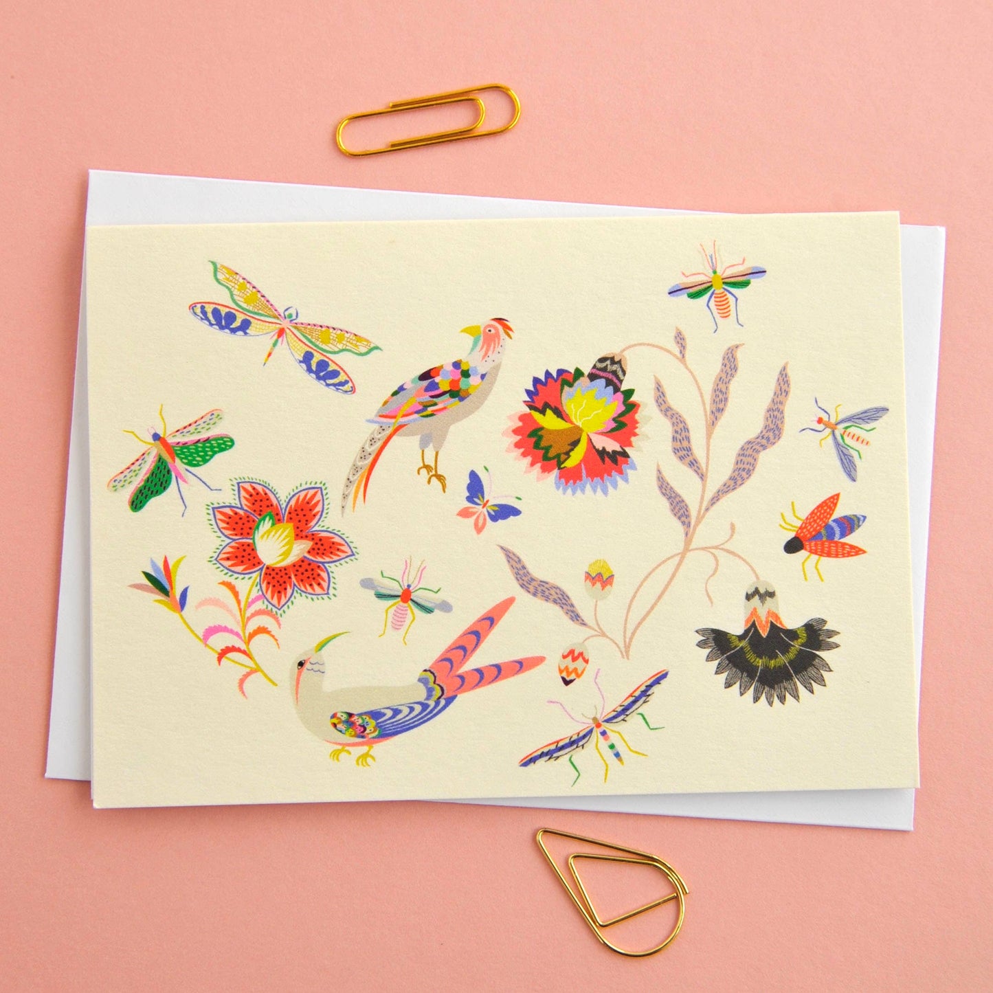 Set of eight birds & bees notecards