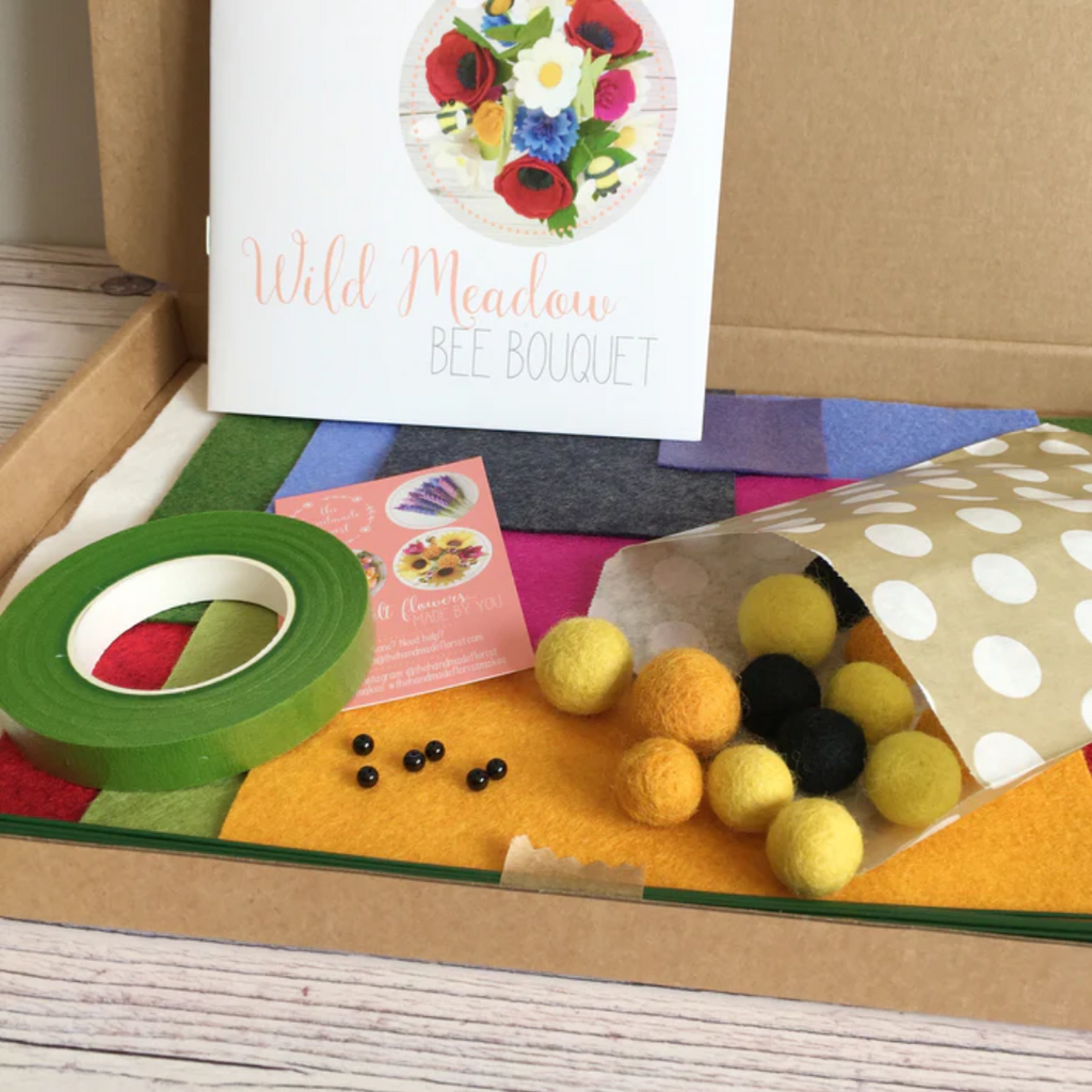 Wild meadow bee bouquet felt flower making craft kit Happy & Glorious