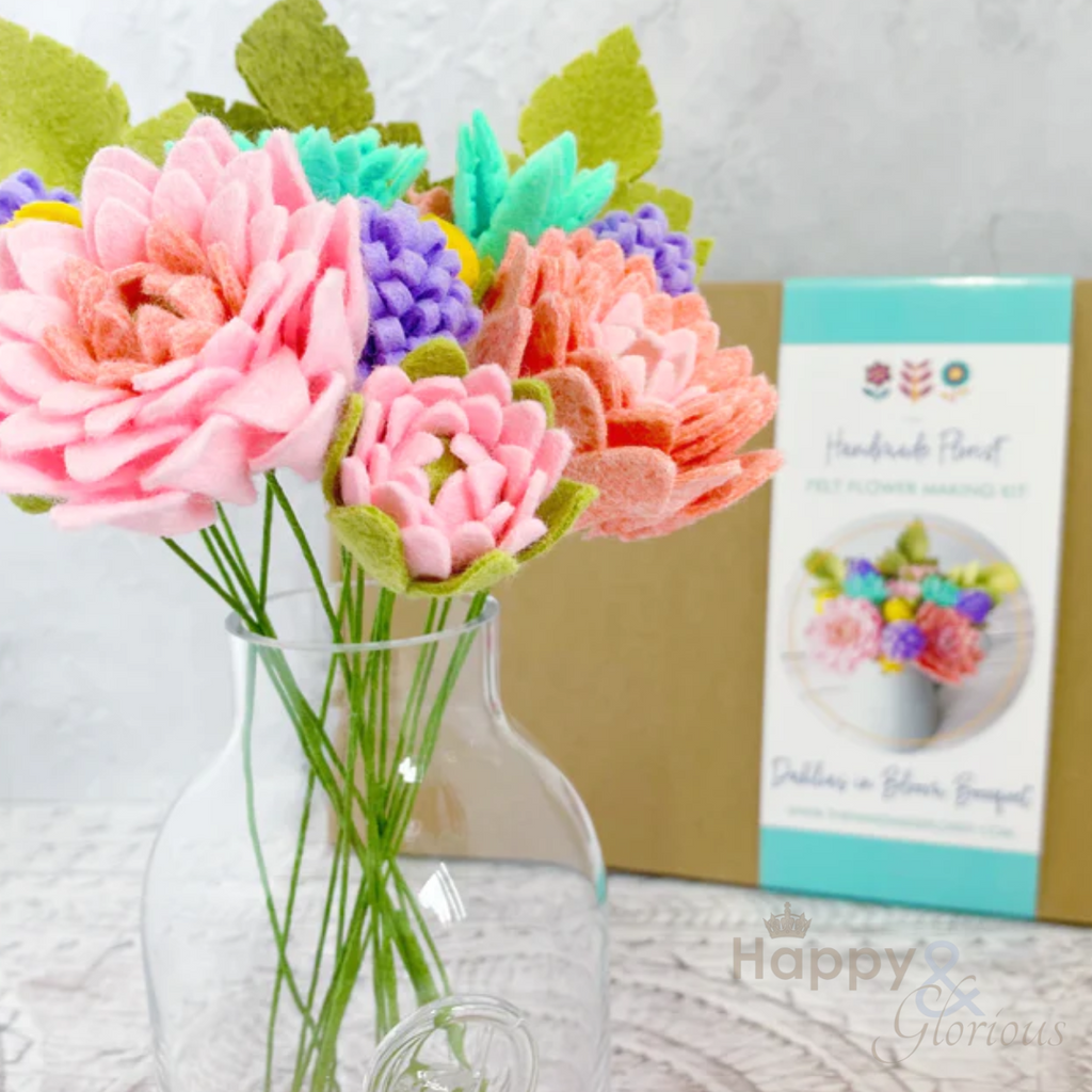 Dahlias felt flower making craft kit Happy & Glorious