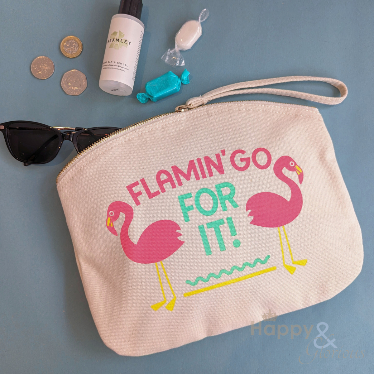 Flamin'go for it organic cotton zip purse