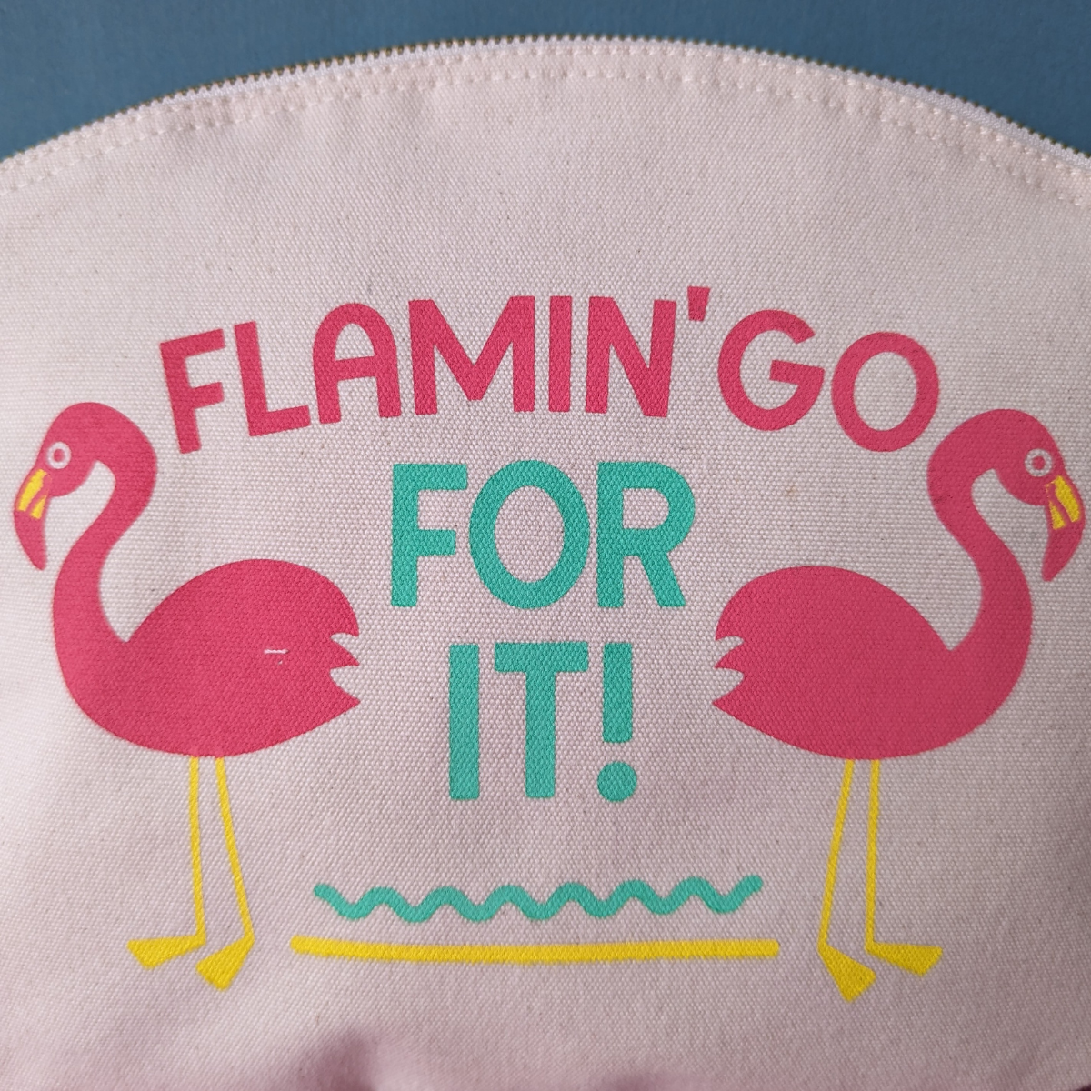 Flamin'go for it organic cotton zip purse