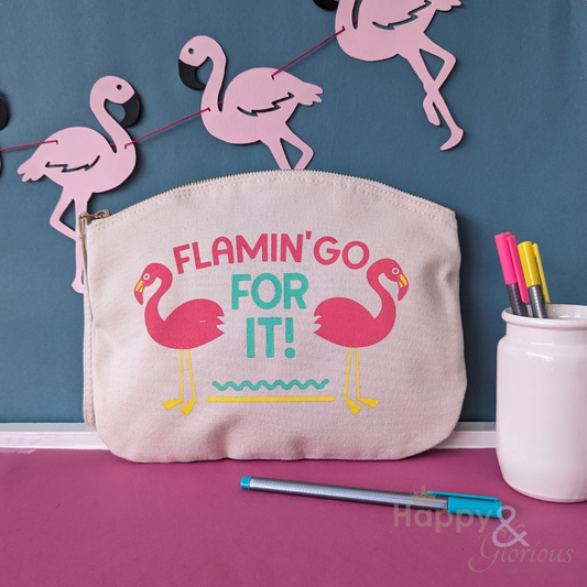 Flamin'go for it organic cotton zip purse