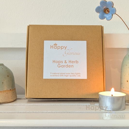 Hops & herb garden soy wax fragranced tealight candles - box of nine