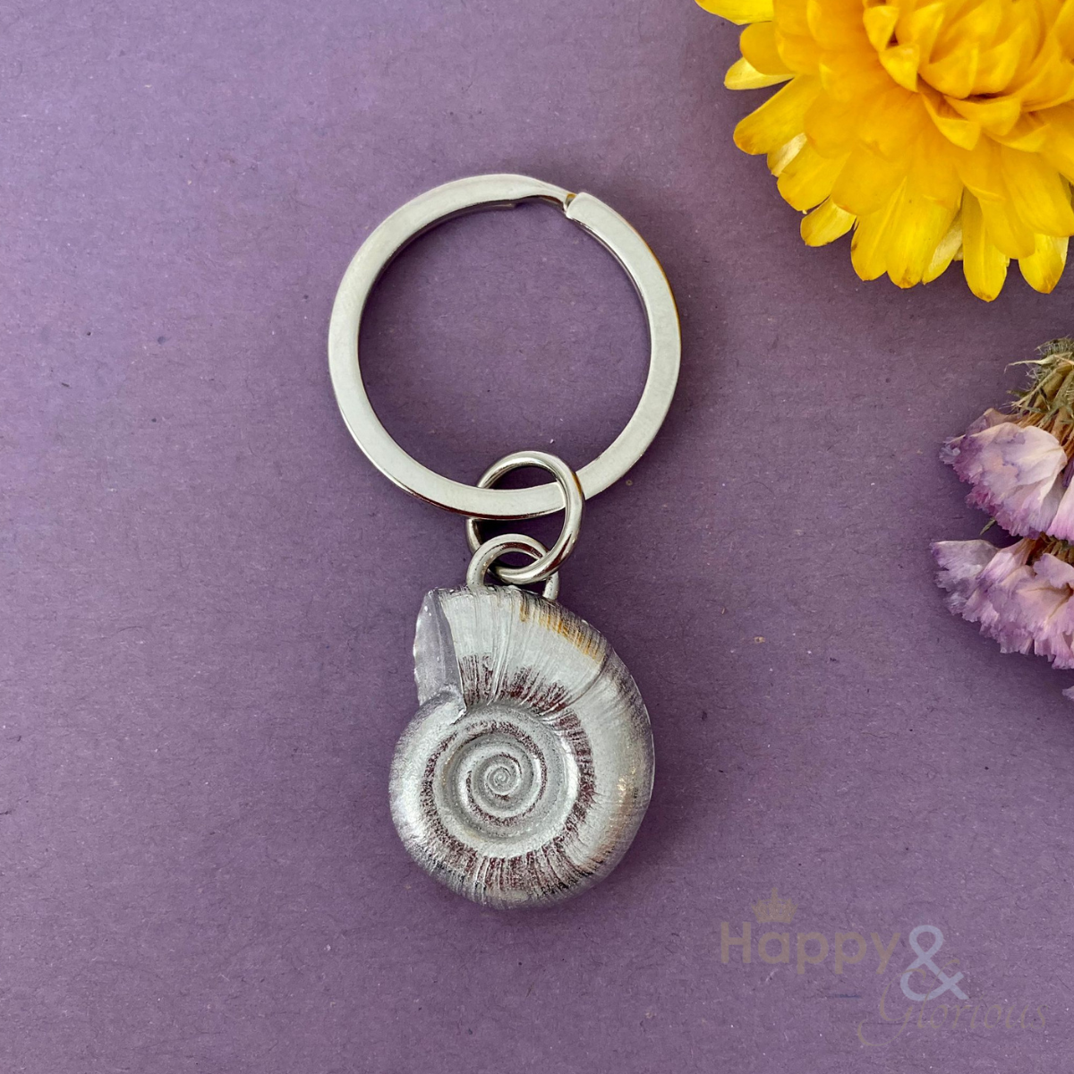 Pewter nautilus shell keyring - handmade by Lancaster & Gibbings