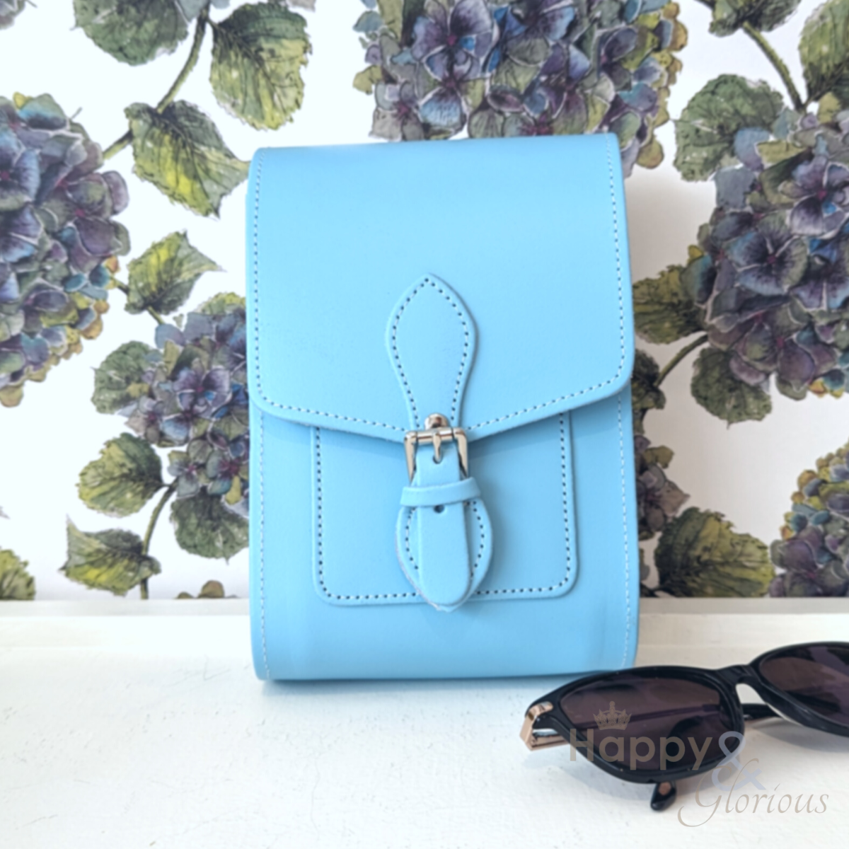 Aqua blue leather festival bag