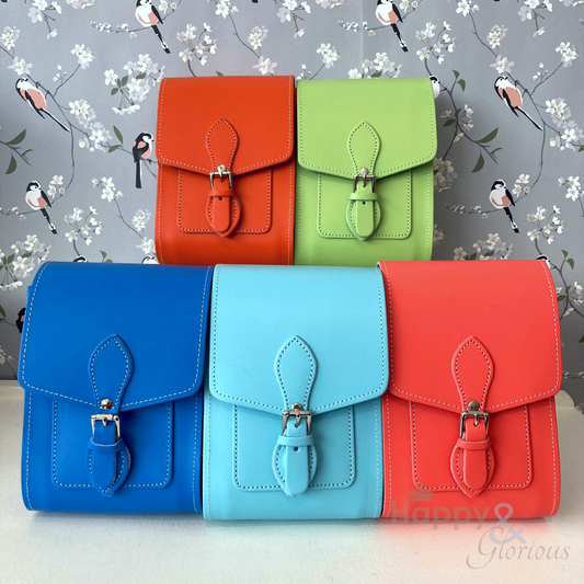 Handmade coral leather festival bag