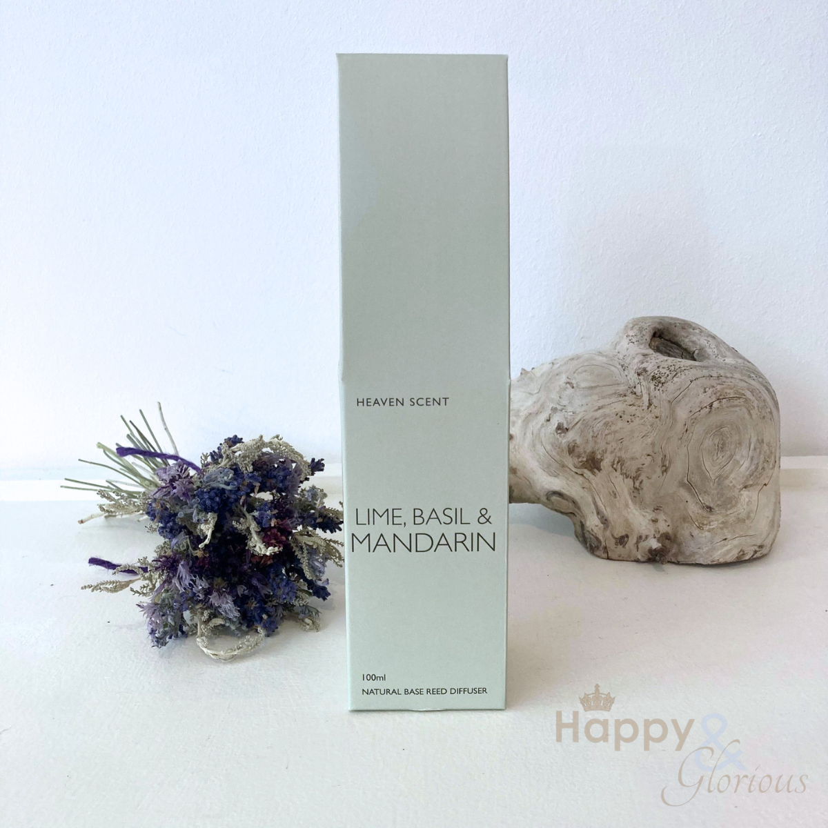 Lime basil & mandarin reed diffuser in amber glass bottle