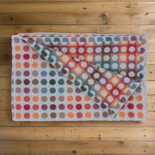'Mondo' multi colour 'buoy' pure lambswool throw by Melin Tregwynt