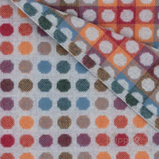 'Mondo' multi colour 'buoy' pure lambswool throw by Melin Tregwynt