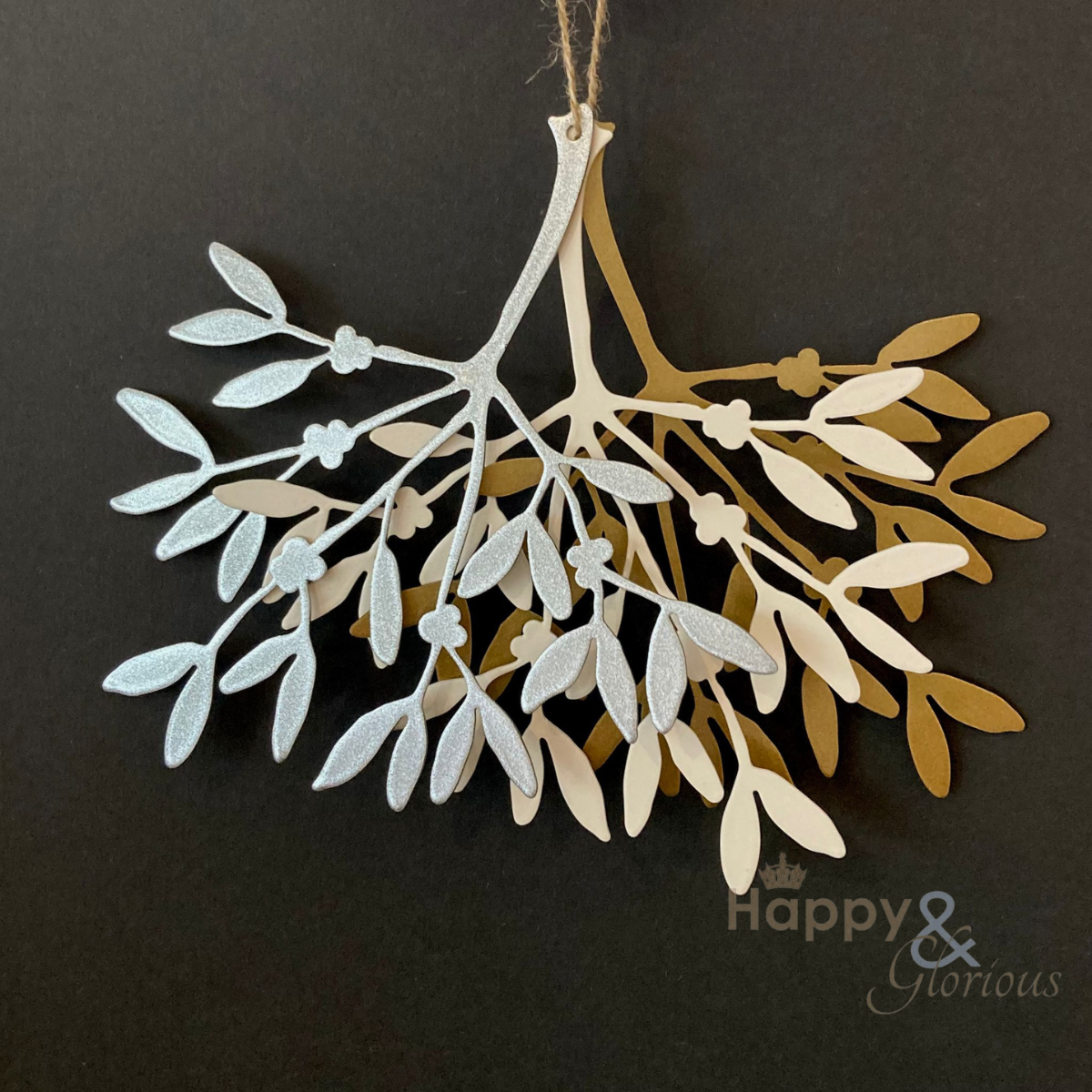 Three piece steel mistletoe Christmas decoration