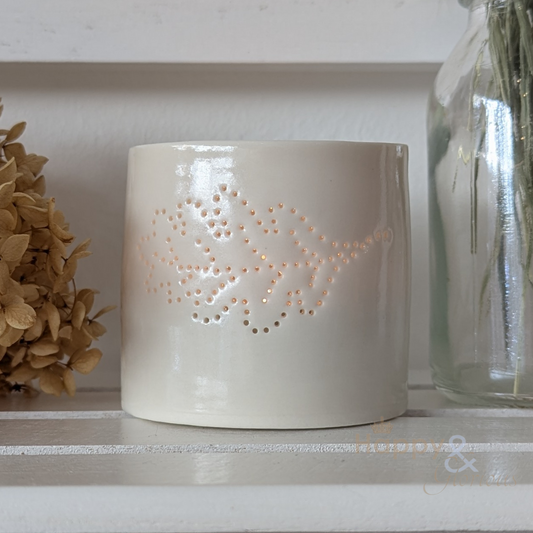 Porcelain oak leaf tealight candle holder by Luna Lighting