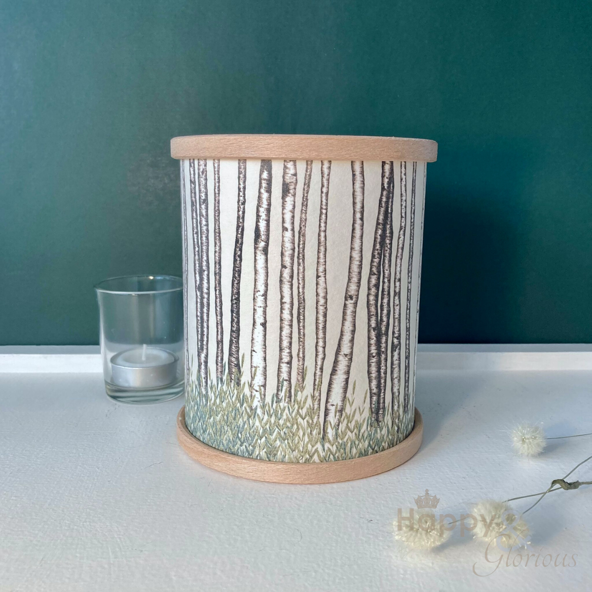 Birch trees parchment candle cover