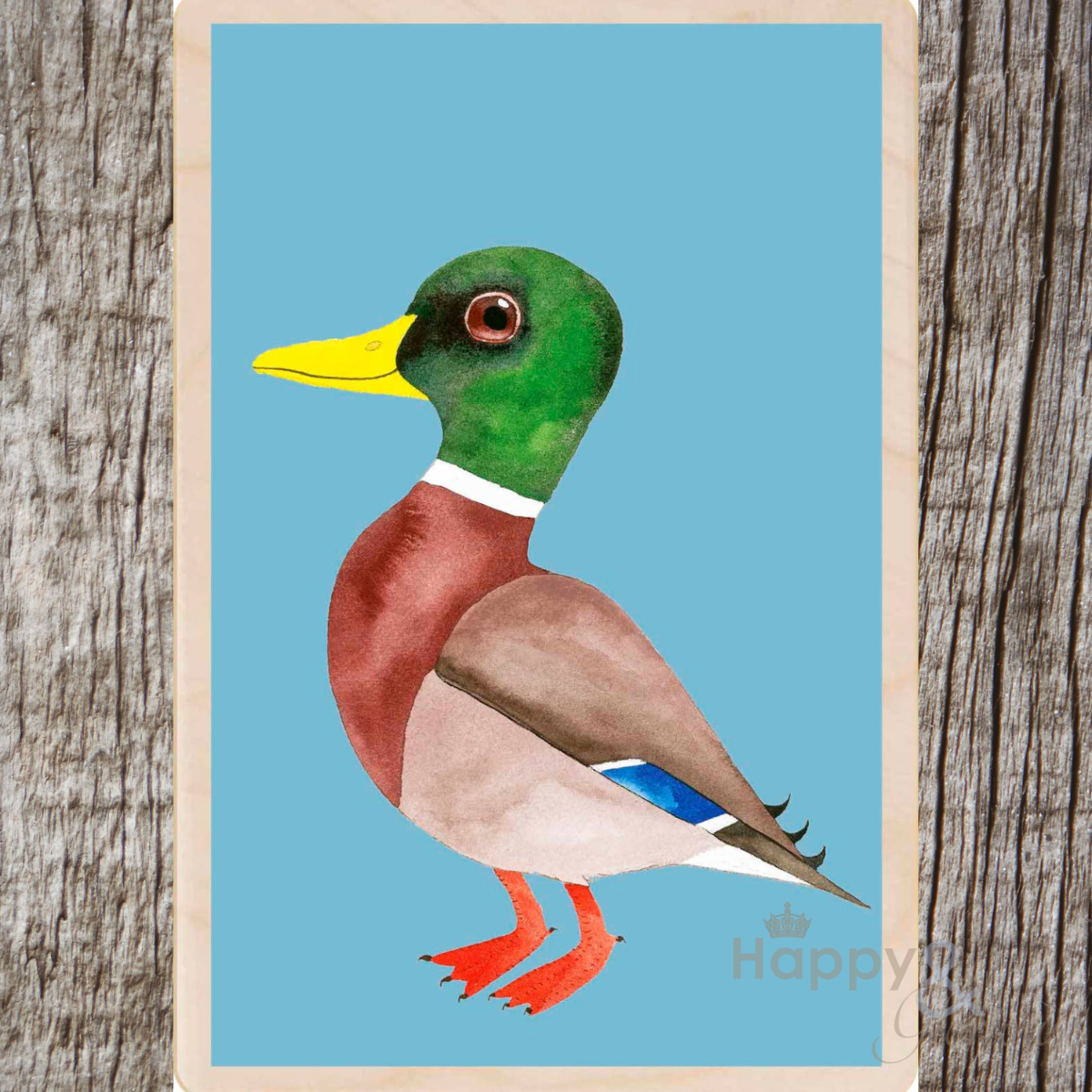 Wooden bird postcard by Matt Sewell