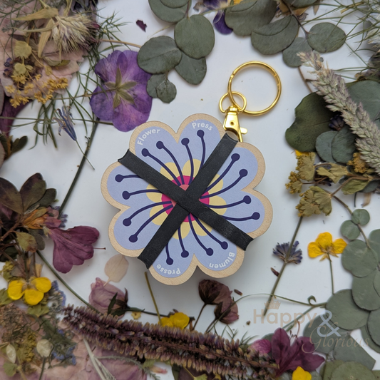 Flower press keyring - pinks & blues