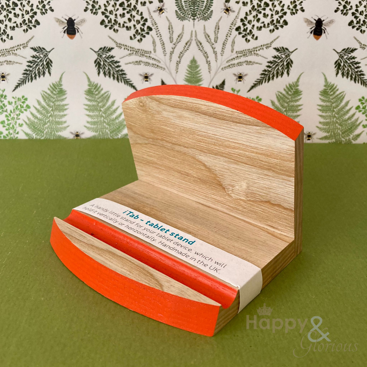 Pumpkin orange iTab wooden tablet stand