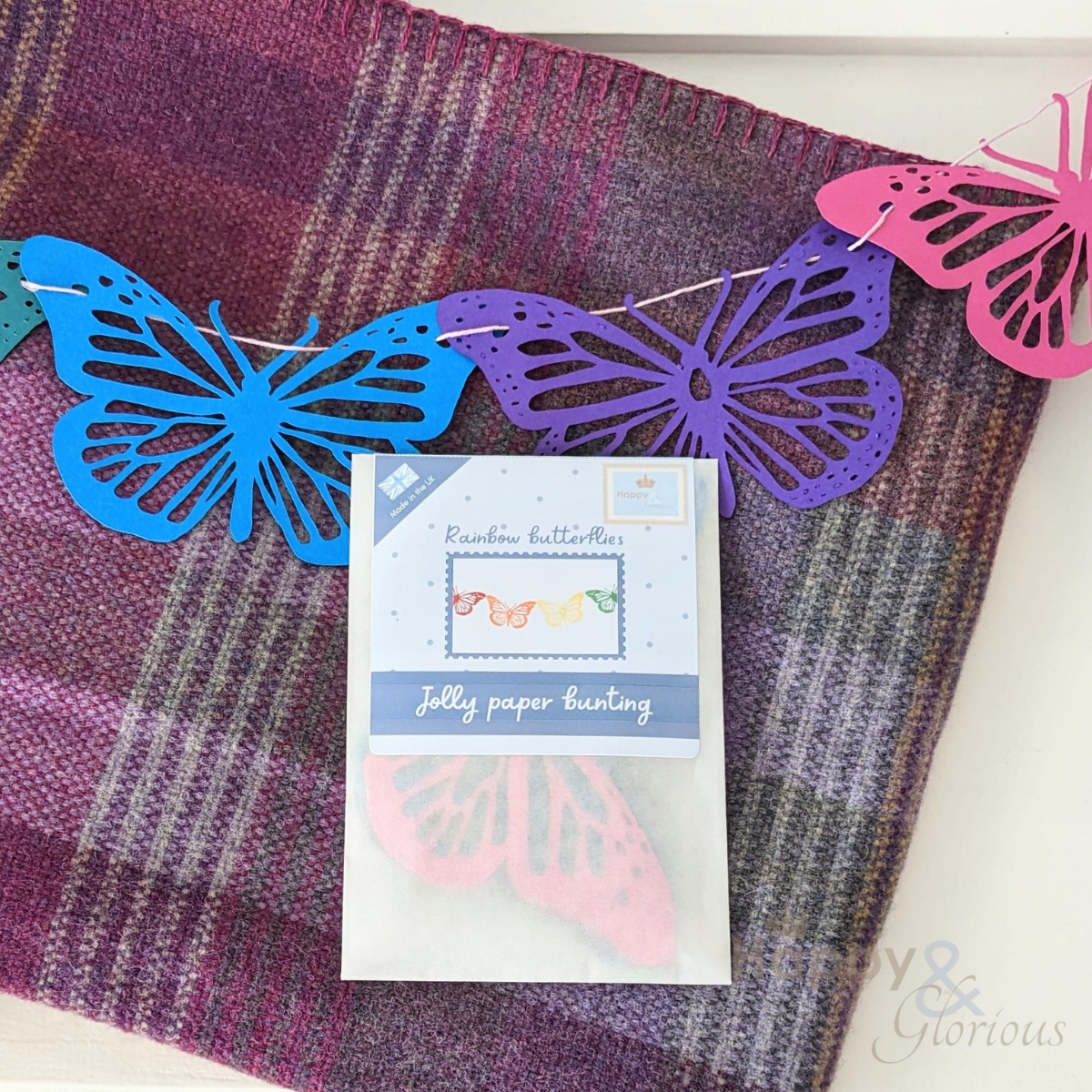 Jolly paper bunting - Rainbow butterflies