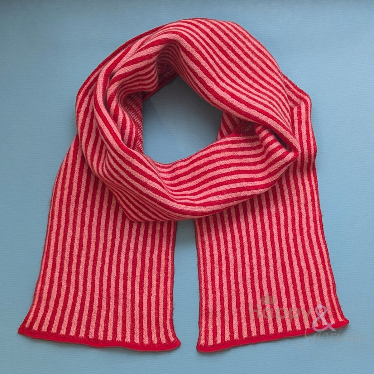 Pink & red stripe felted merino wool scarf