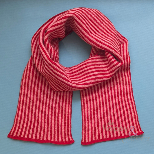 Pink & red stripe felted merino wool scarf