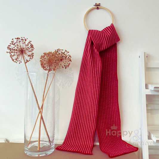 Pink & red stripe felted merino wool scarf