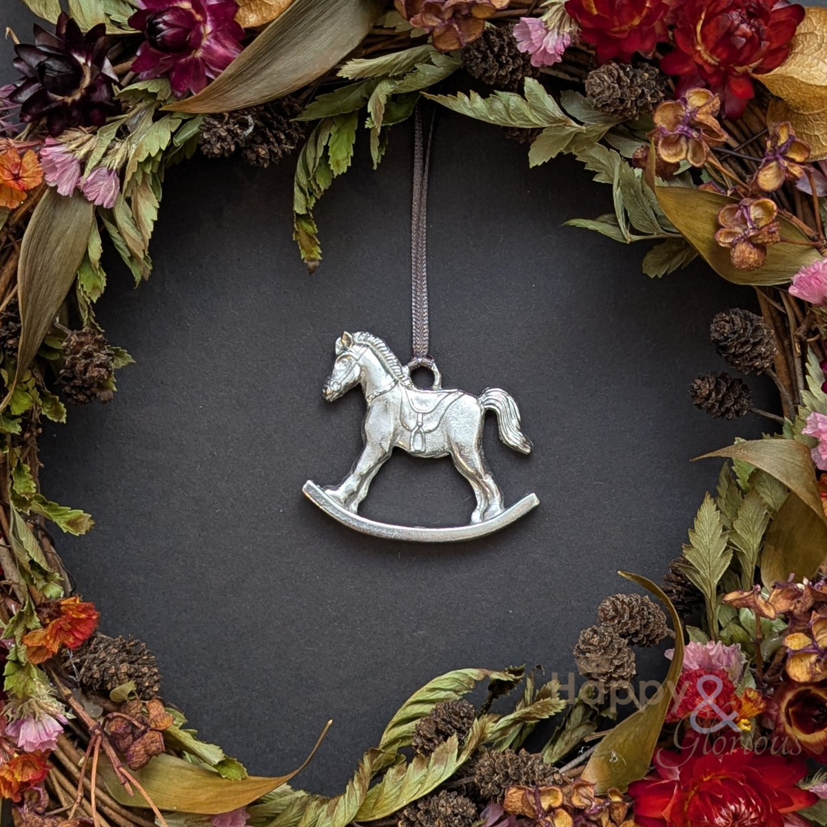 Pewter rocking horse decoration - handmade by Lancaster & Gibbings