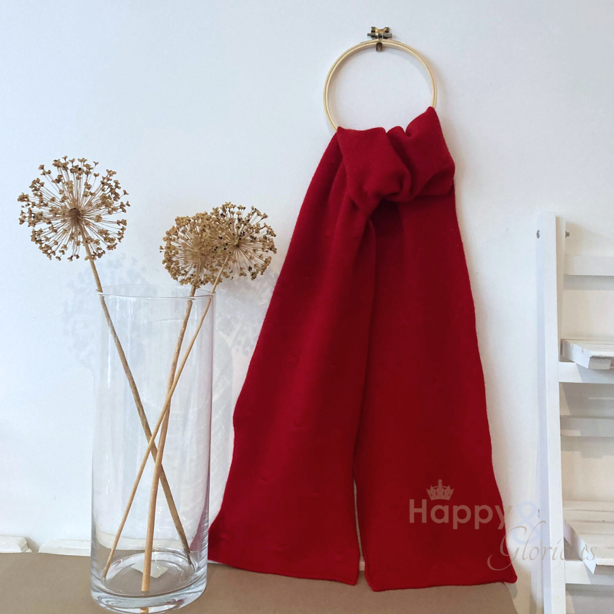 Red felted merino wool scarf