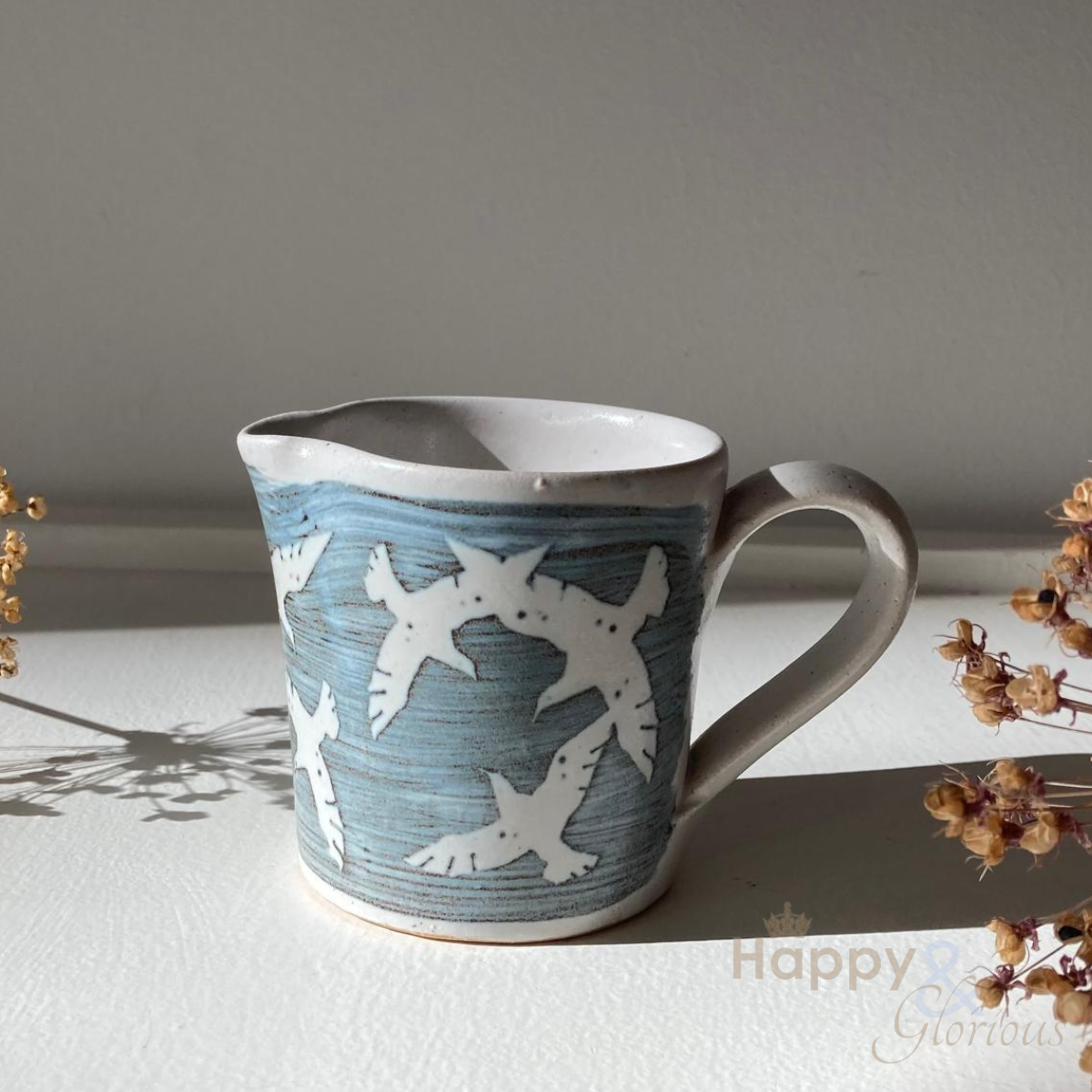 Handmade seagull stoneware cream jug