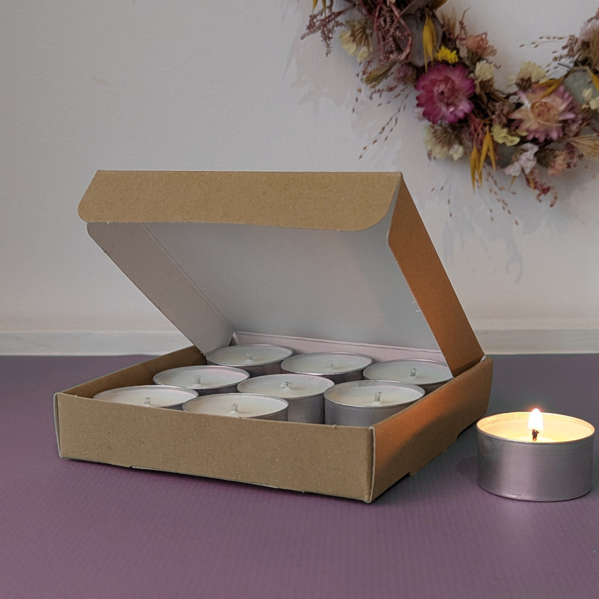 Blackberry & apple crumble soy wax fragranced tealight candles - box of nine