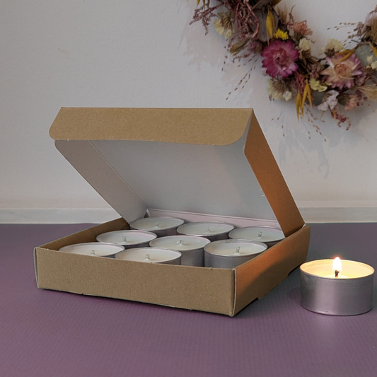 Blackberry & apple crumble soy wax fragranced tealight candles - box of nine