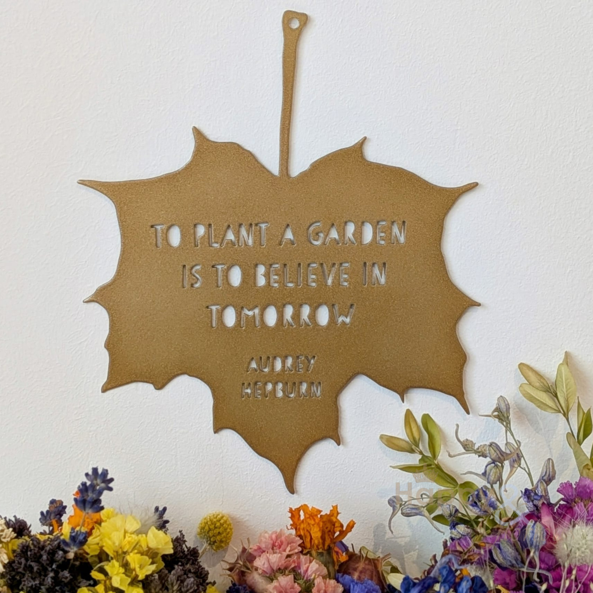 'Believe in tomorrow' metal garden leaf decoration