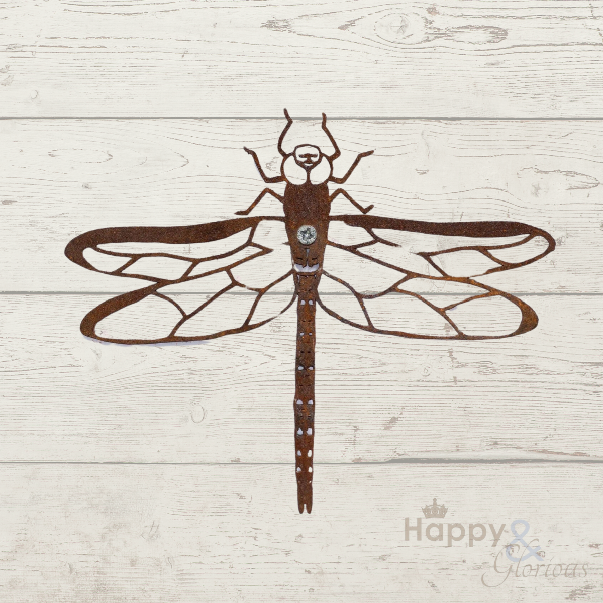Steel dragonfly silhouette garden art