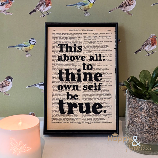 To thine own self be true' Shakespeare framed book quote