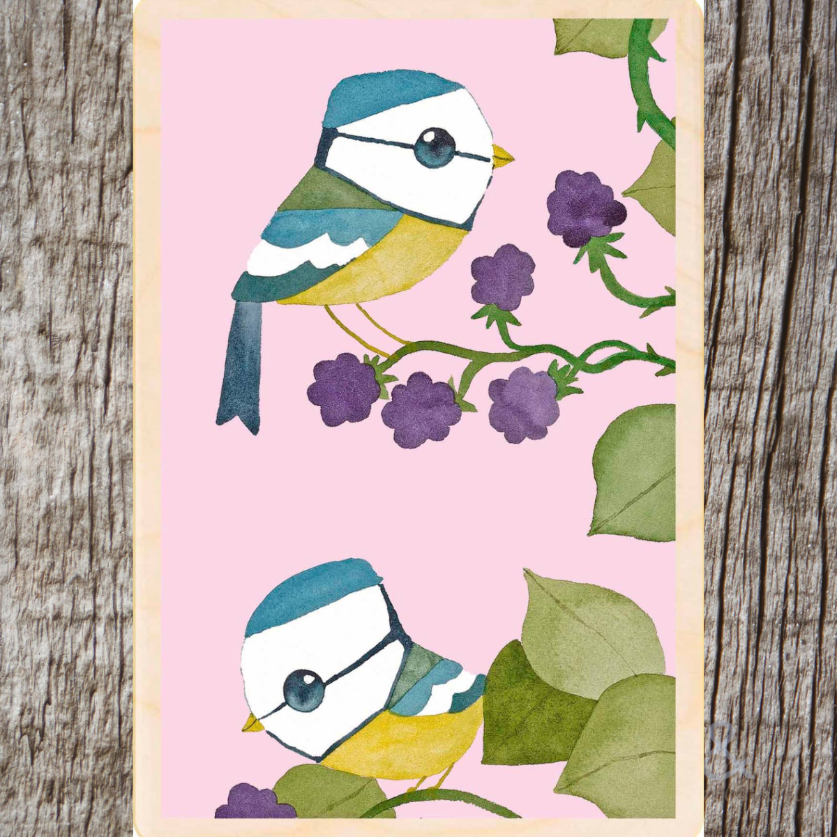 Wooden bird postcard by Matt Sewell