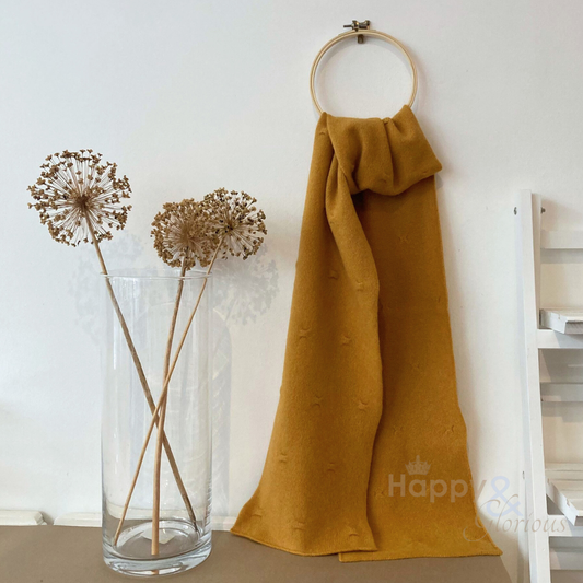 Yellow ochre felted merino wool scarf