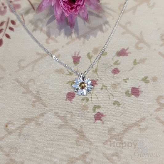 Sterling silver & gold daisy pendant
