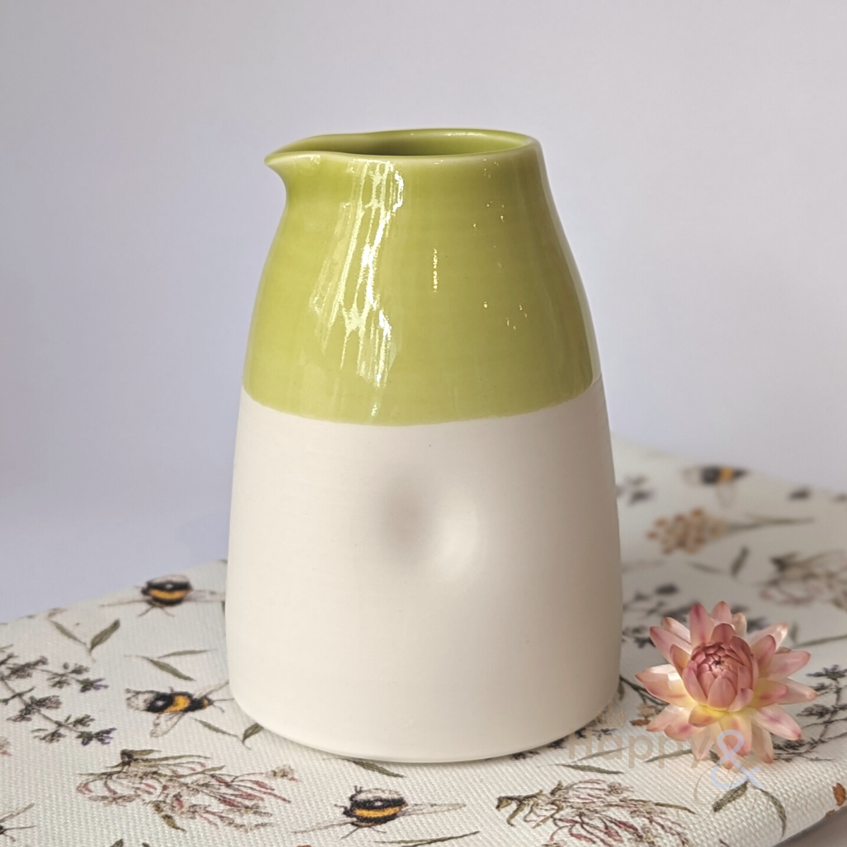 Lime green porcelain collared jug