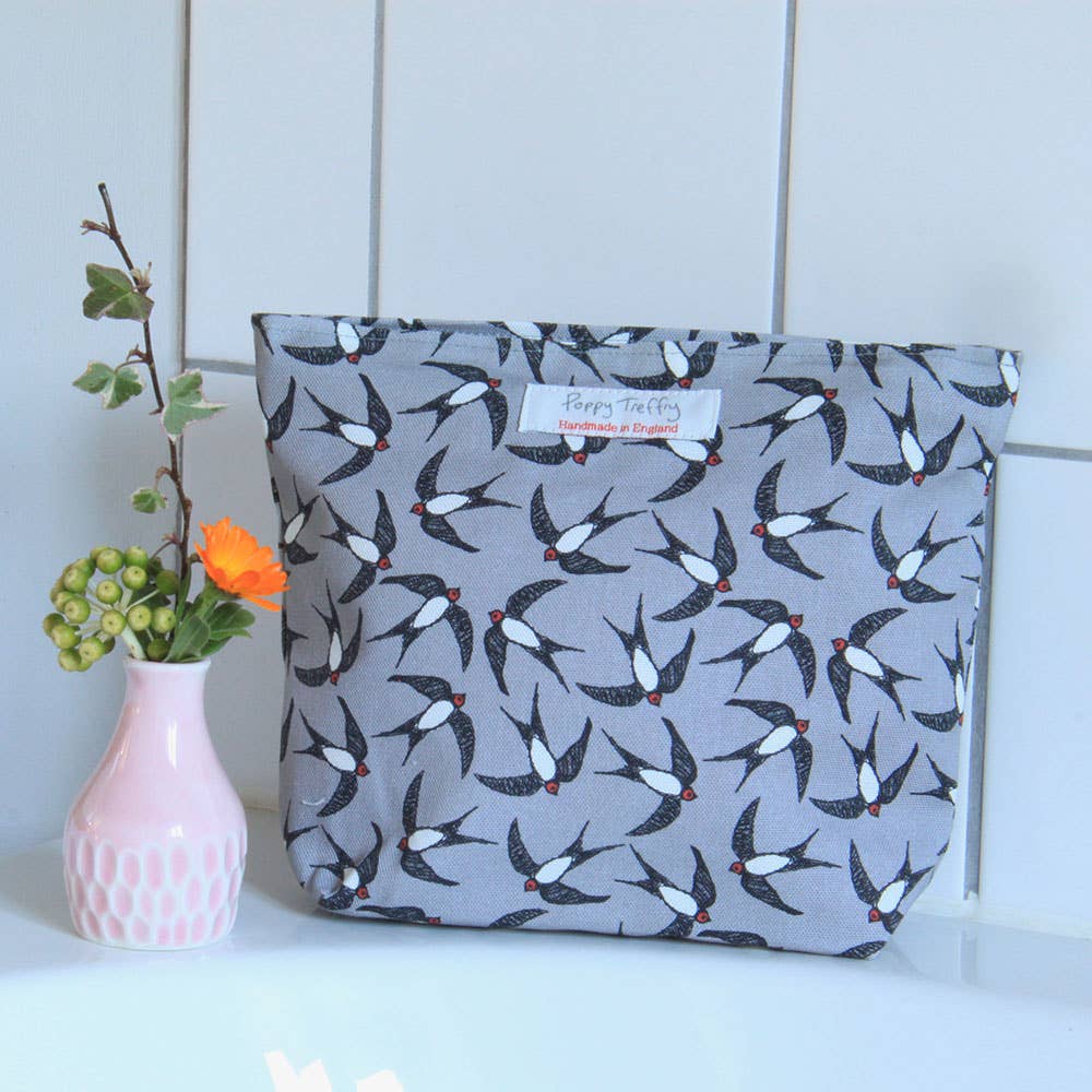 Large swallows makeup bag