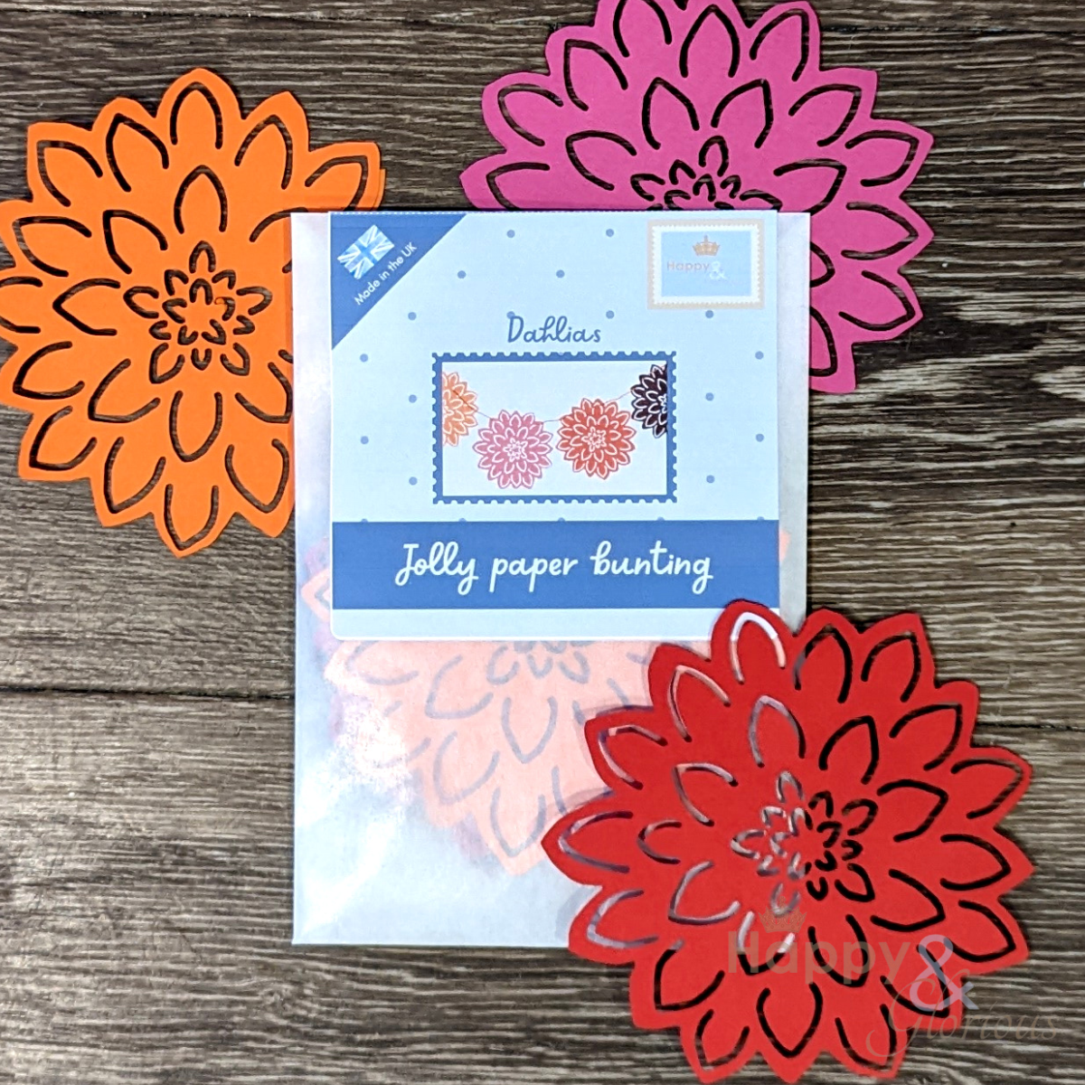Jolly paper bunting - dahlias