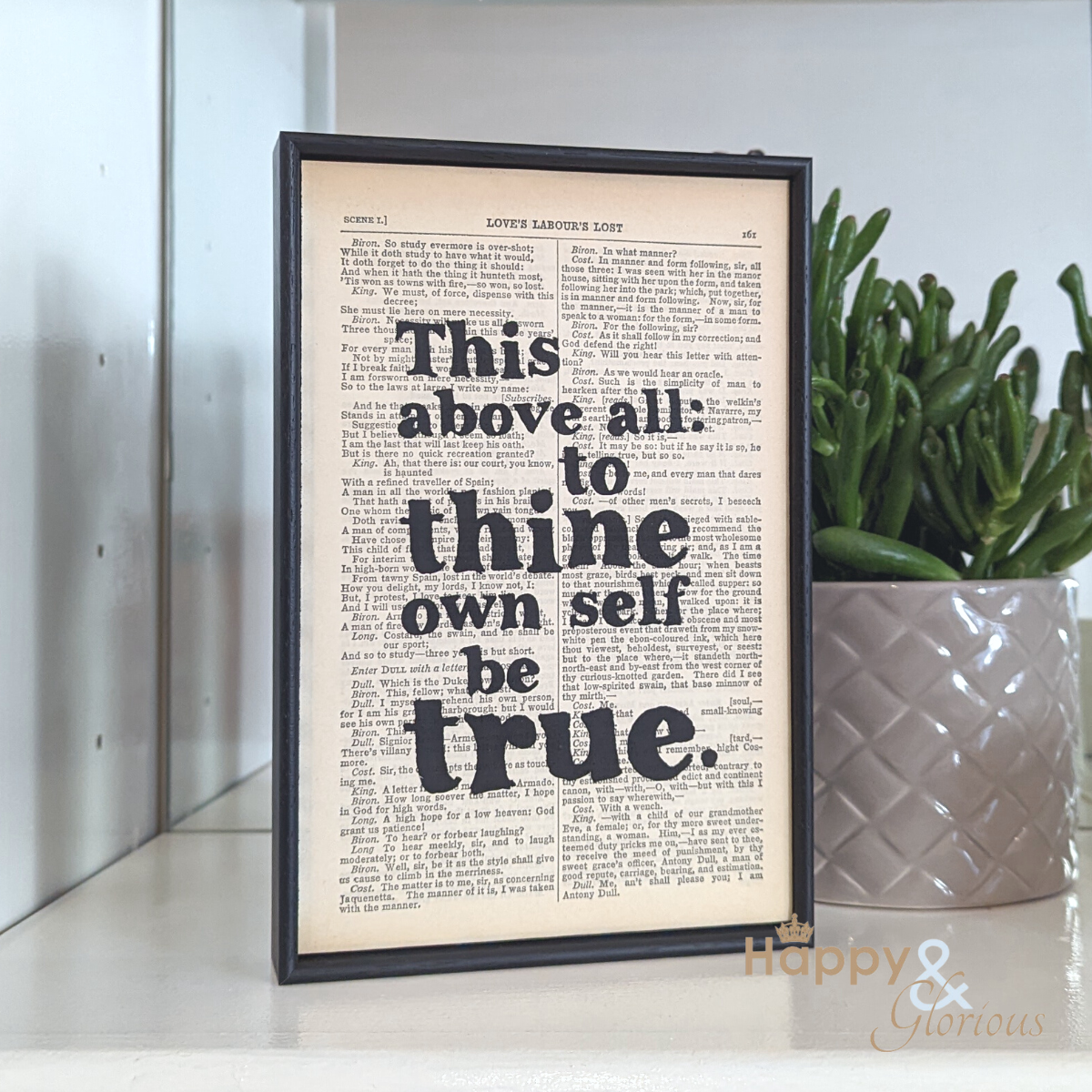 To thine own self be true' Shakespeare framed book quote