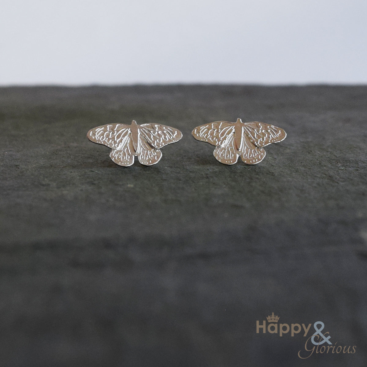 Sterling silver butterfly stud earrings by Amanda Coleman