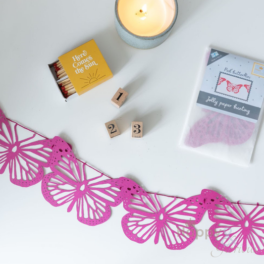 Jolly paper bunting - pink butterflies