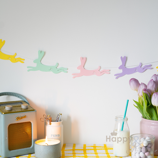 Jolly paper bunting - pastel hares