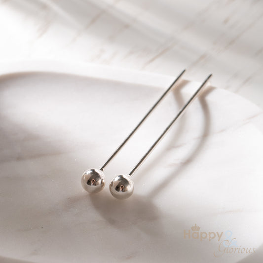 Eco silver line & dot drop stud earrings