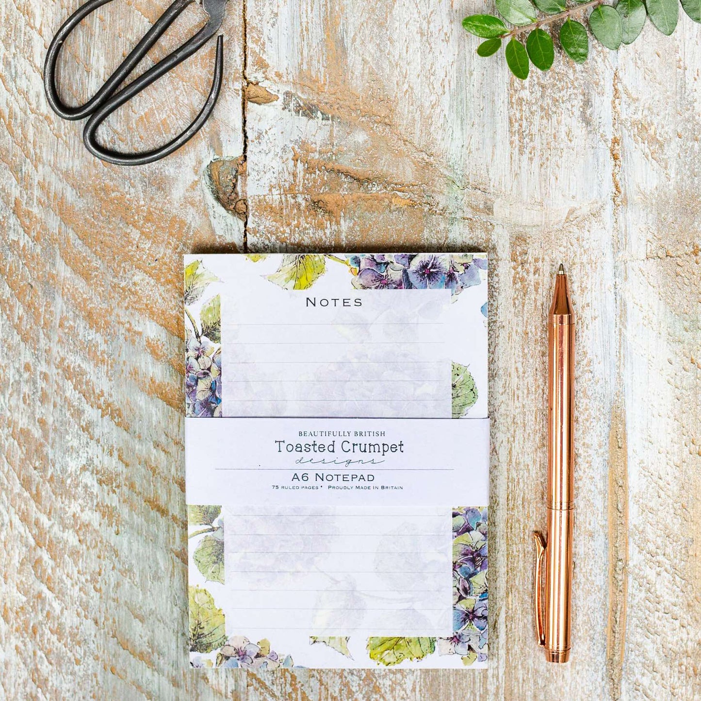 Hydrangea A6 jotter notepad