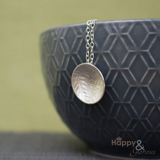 Sterling silver leaf cup necklace