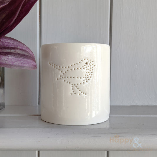 Porcelain robin tealight candle holder by Luna Lighting