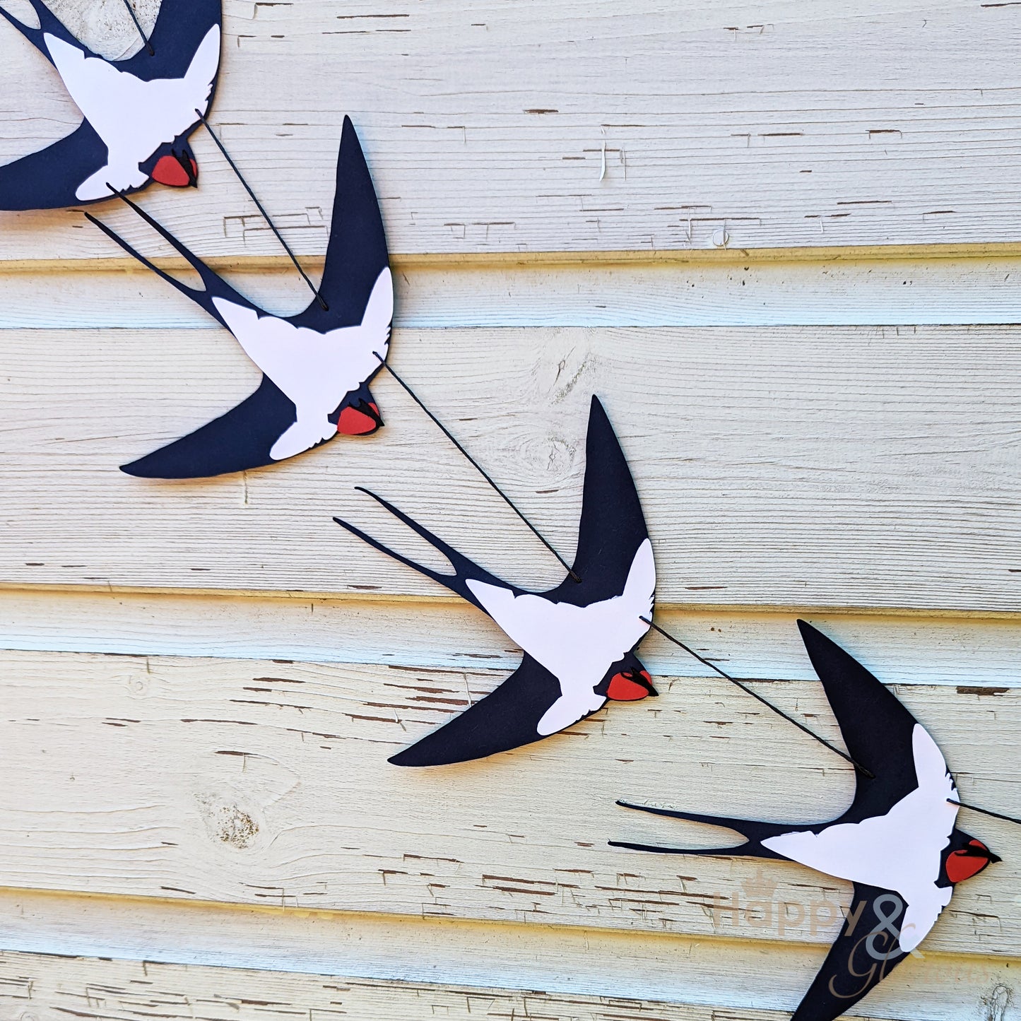 Jolly paper bunting - flying swallows