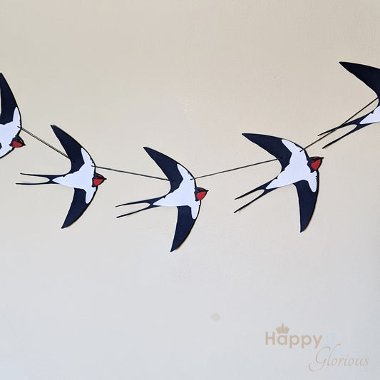 Jolly paper bunting - flying swallows