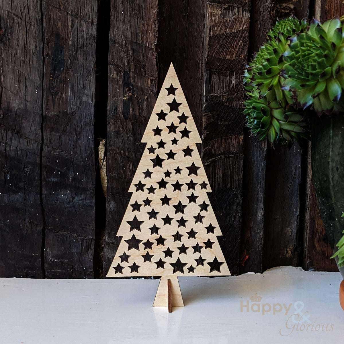 Medium lasercut stars wooden Christmas tree